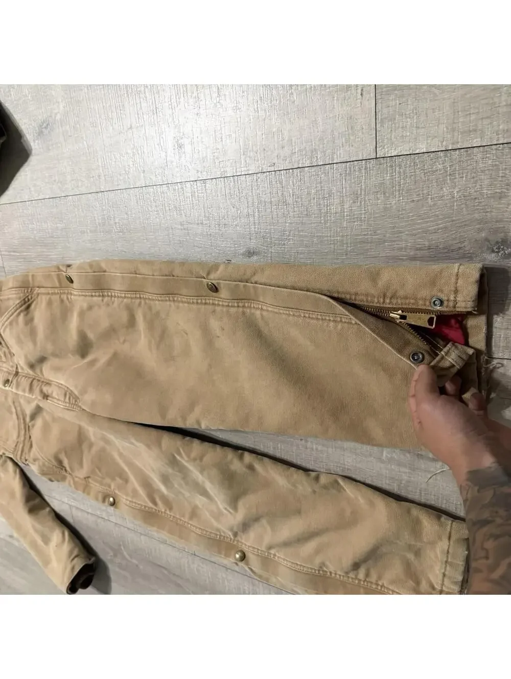 Vintage Carhartt Youth Brown Full Body Suit Distressed Union Red Quilted Medium